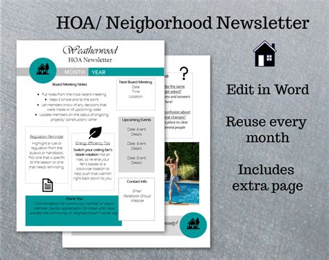Editable Hoa Newsletter Templates